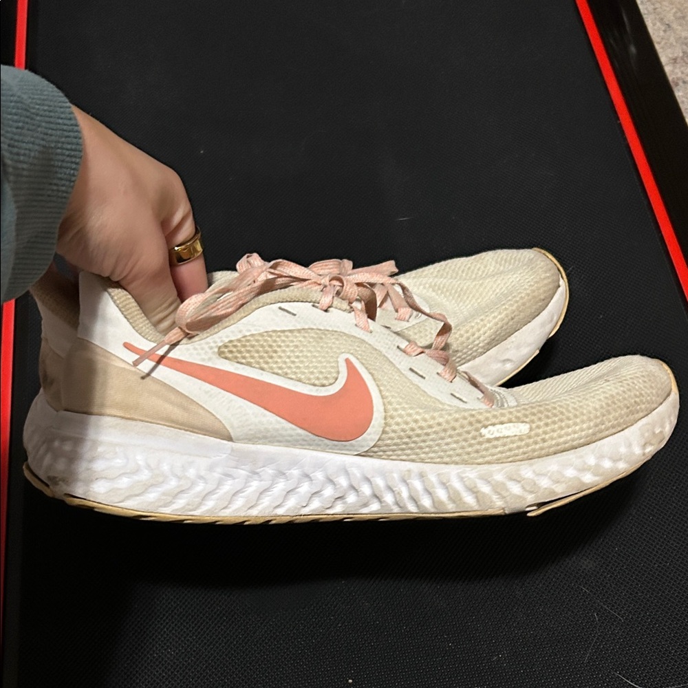 Nike Women's Beige and Coral Athletic Shoes - Picture 2 of 3
